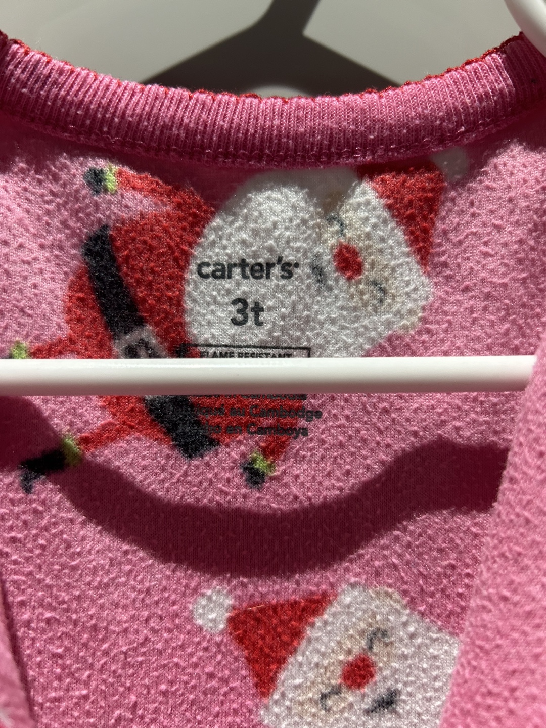Carter's 3T Pink Santa Footed Pajamas - photo 2