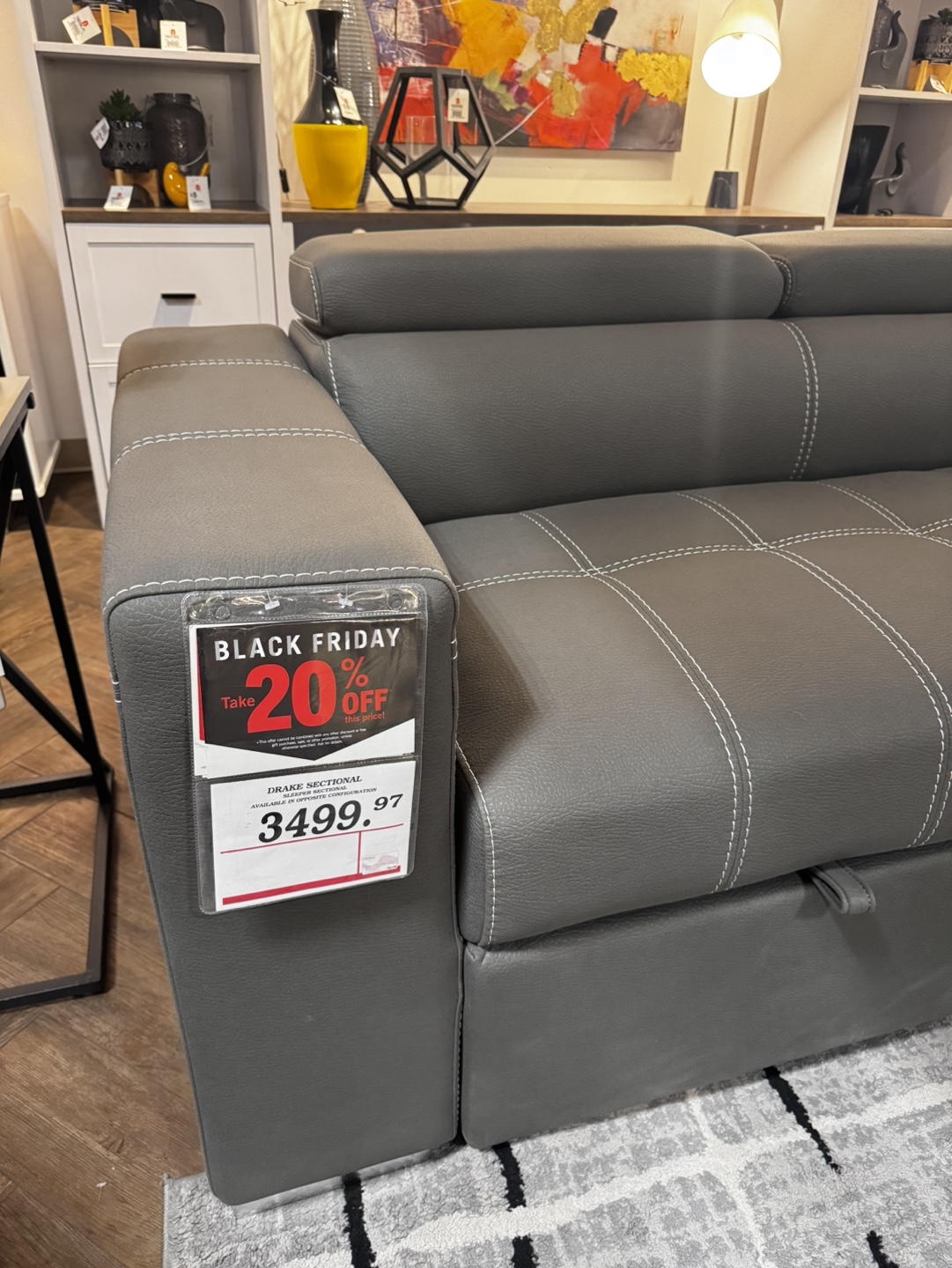 Grey Sectional Sofa with Storage Ottoman - photo 5