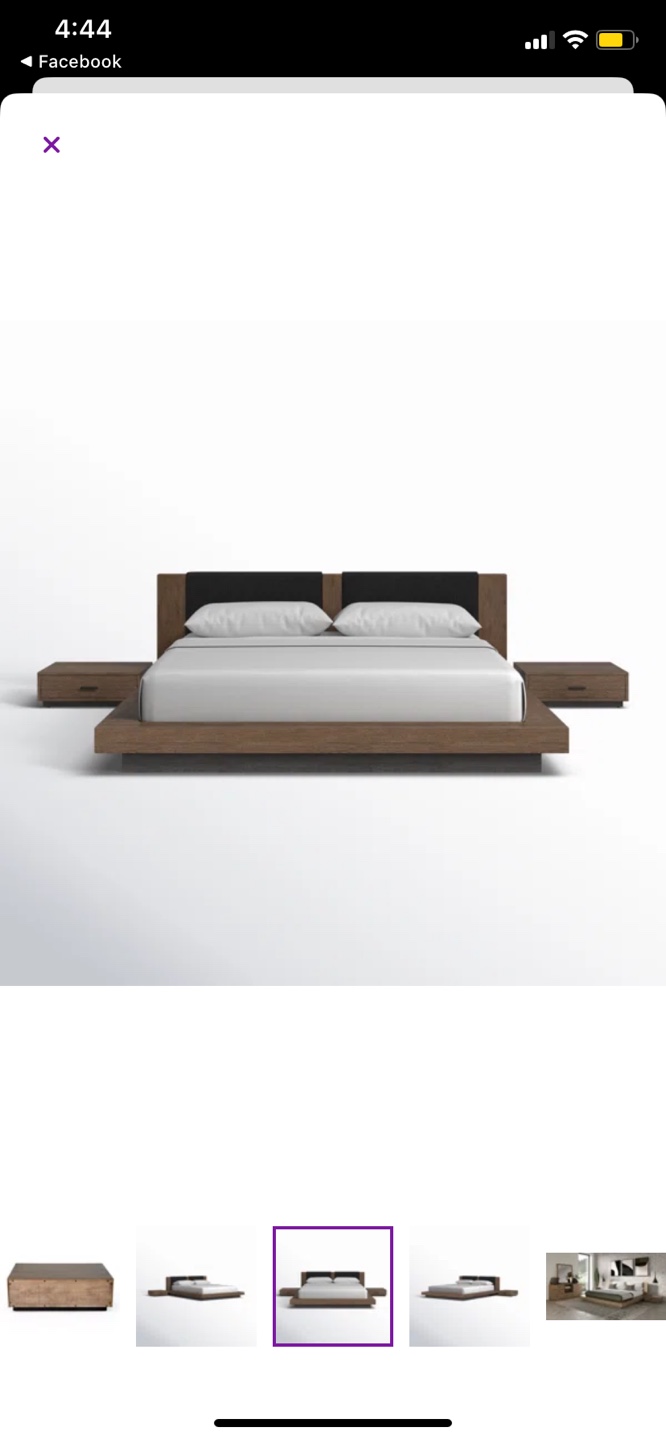 King Size Platform Bed Frame with Nightstands