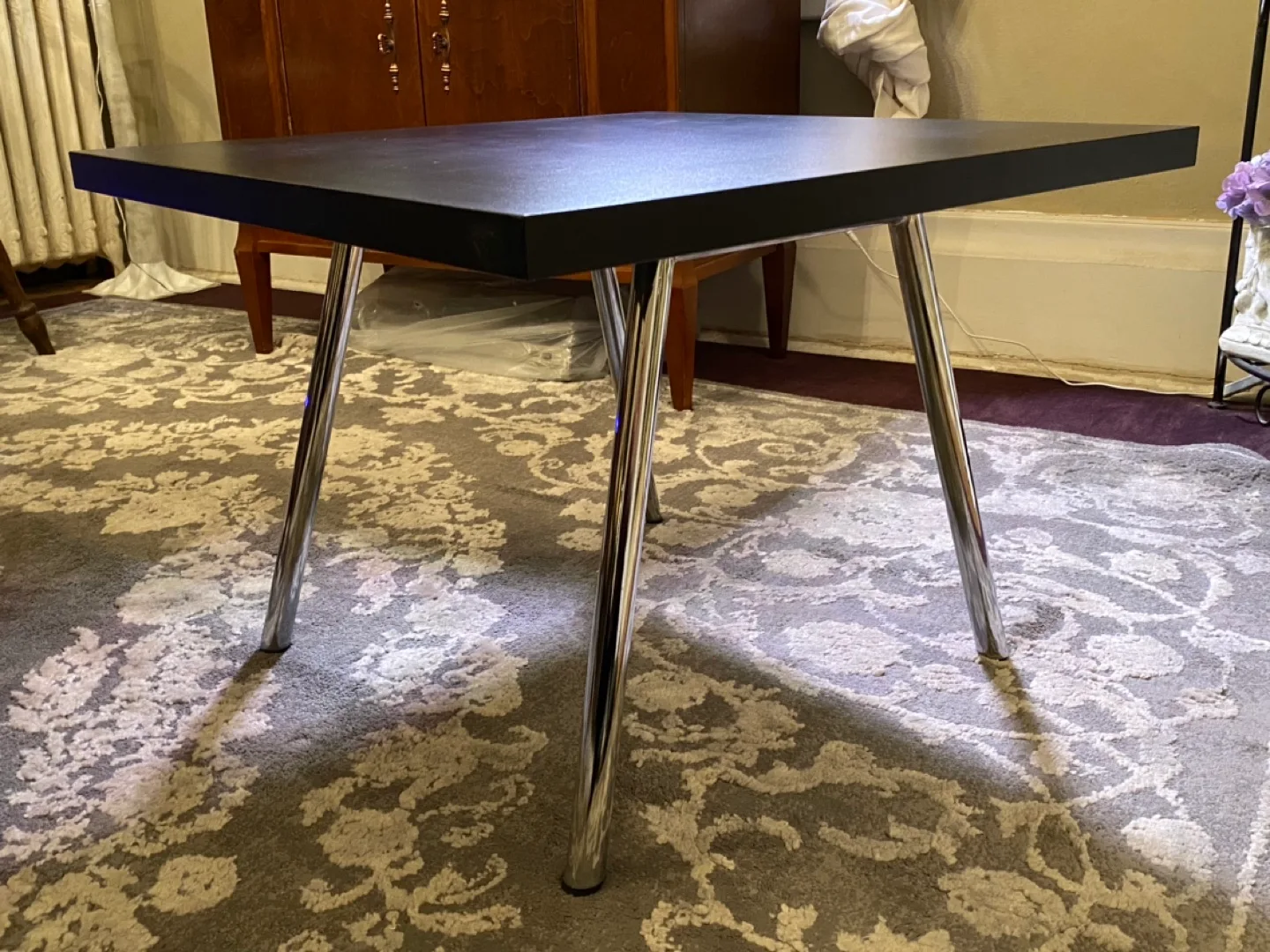 24” Sturdy Black Square Table with Chrome Legs image indicator(2)