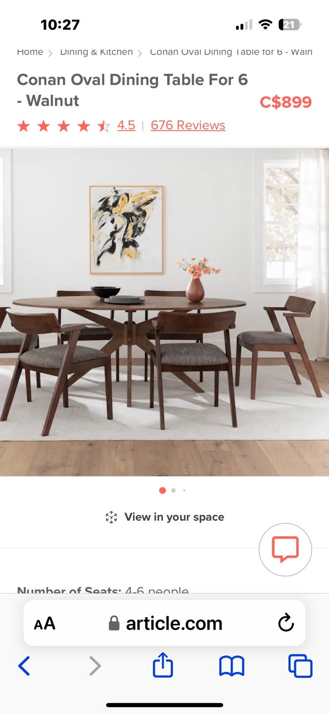 Conan Oval Dining Table for 4- Walnut - photo 4