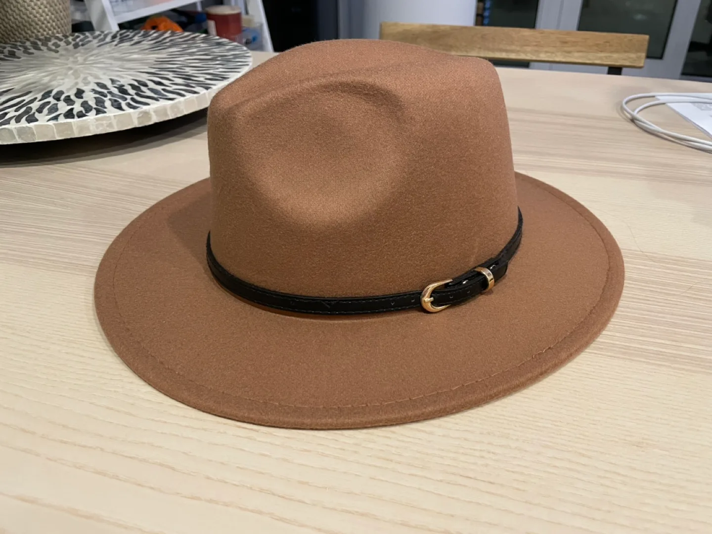 Brown Fedora Hat with Black Band image indicator(3)