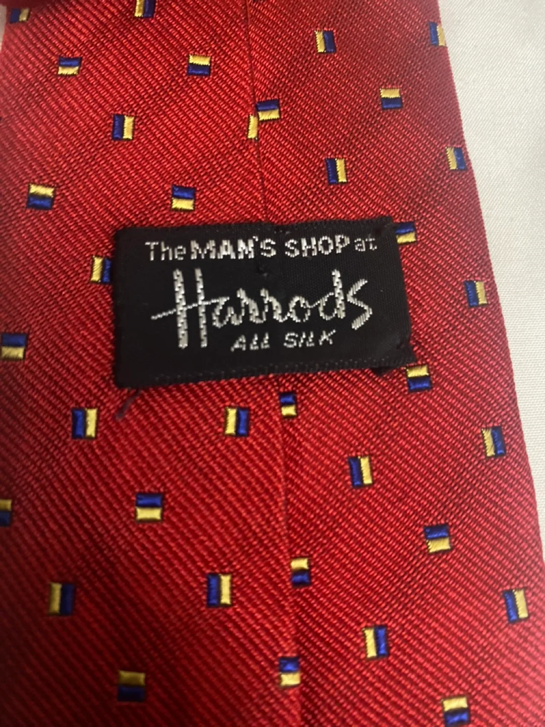 2 Silk Ties: Red with Blue and Yellow Pattern image indicator(2)
