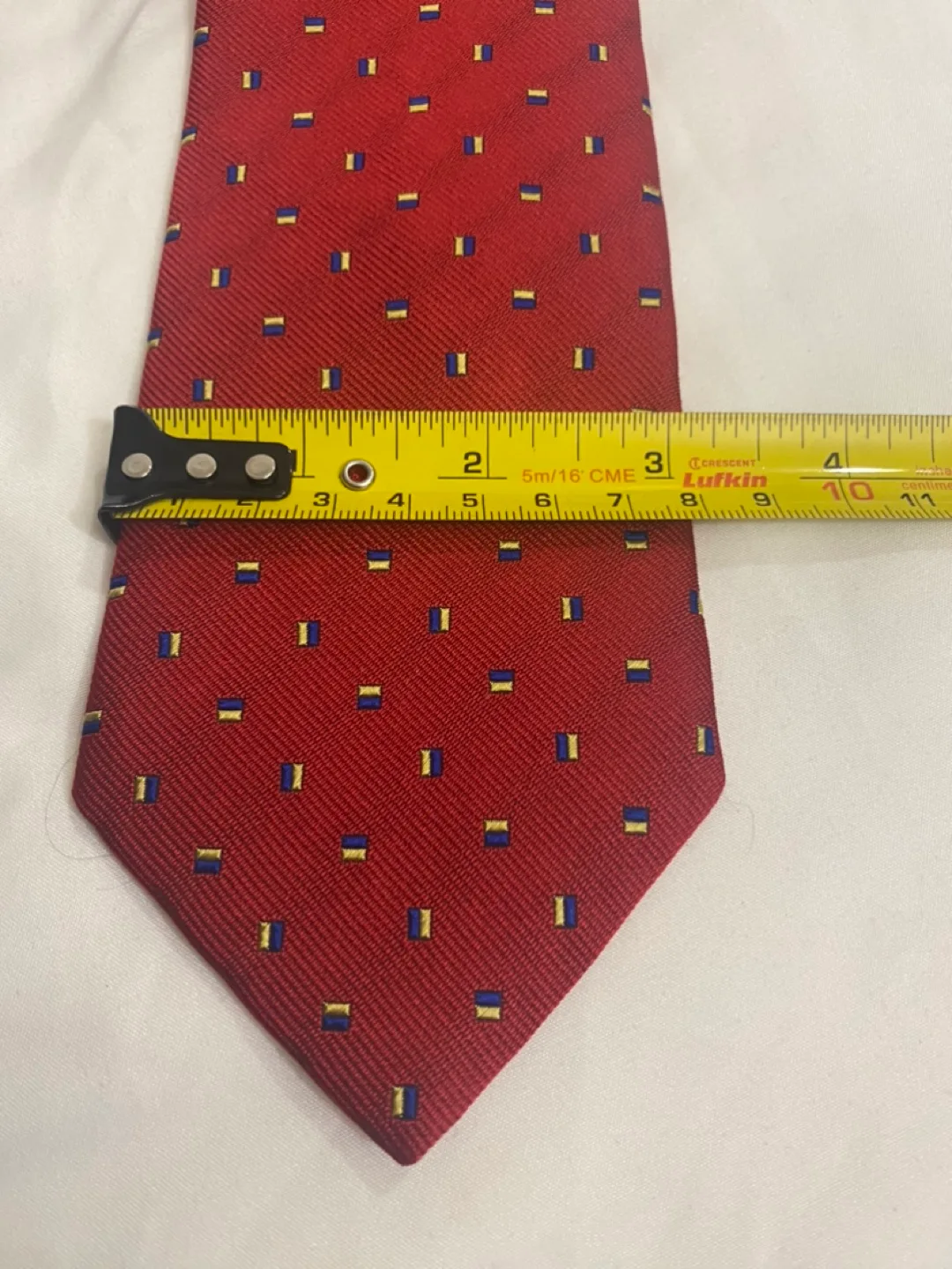 2 Silk Ties: Red with Blue and Yellow Pattern image indicator(4)