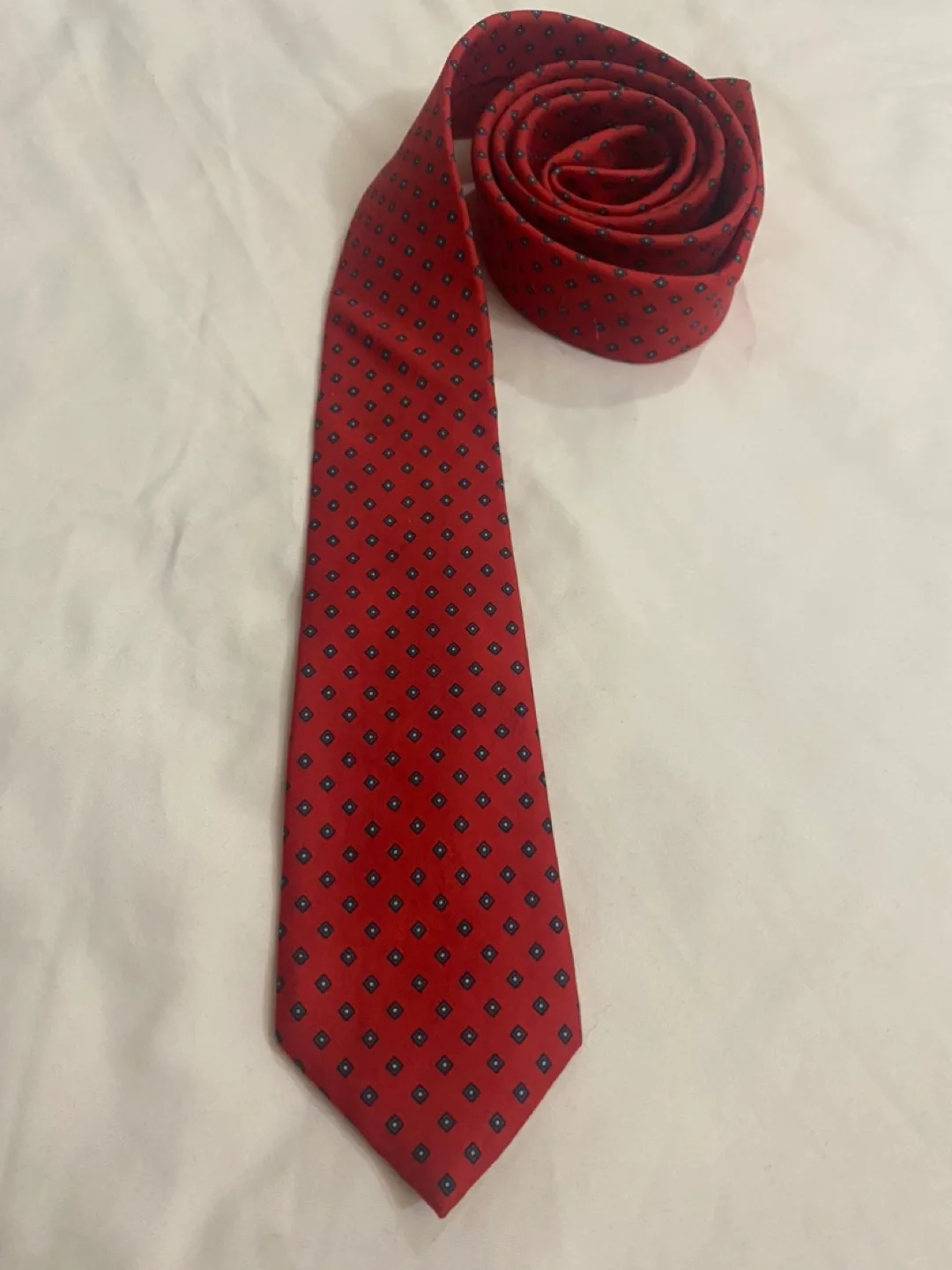 2 Silk Ties: Red with Blue and Yellow Pattern image indicator(8)