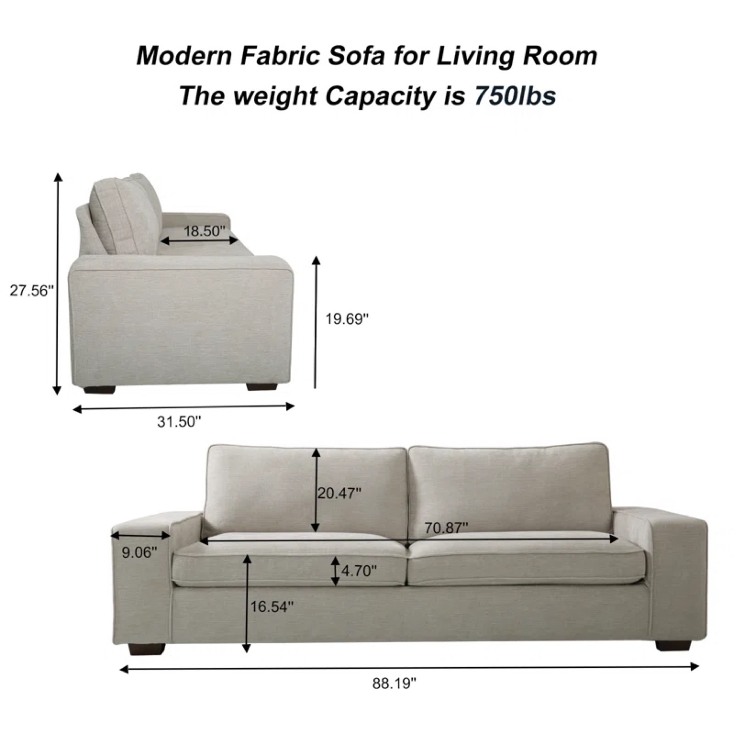 Beige Fabric Sofa - photo 2