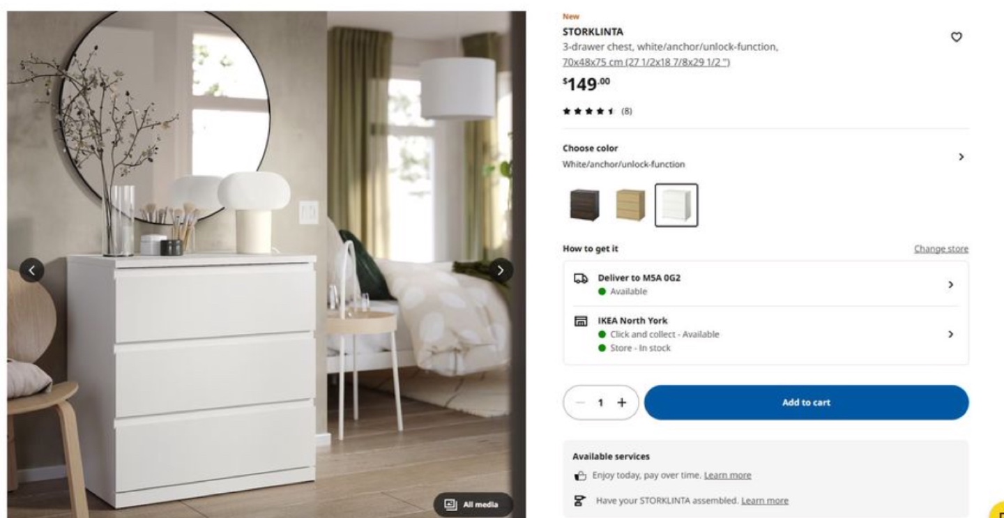 IKEA STORKLINTA 3-drawer chest, white - photo 3
