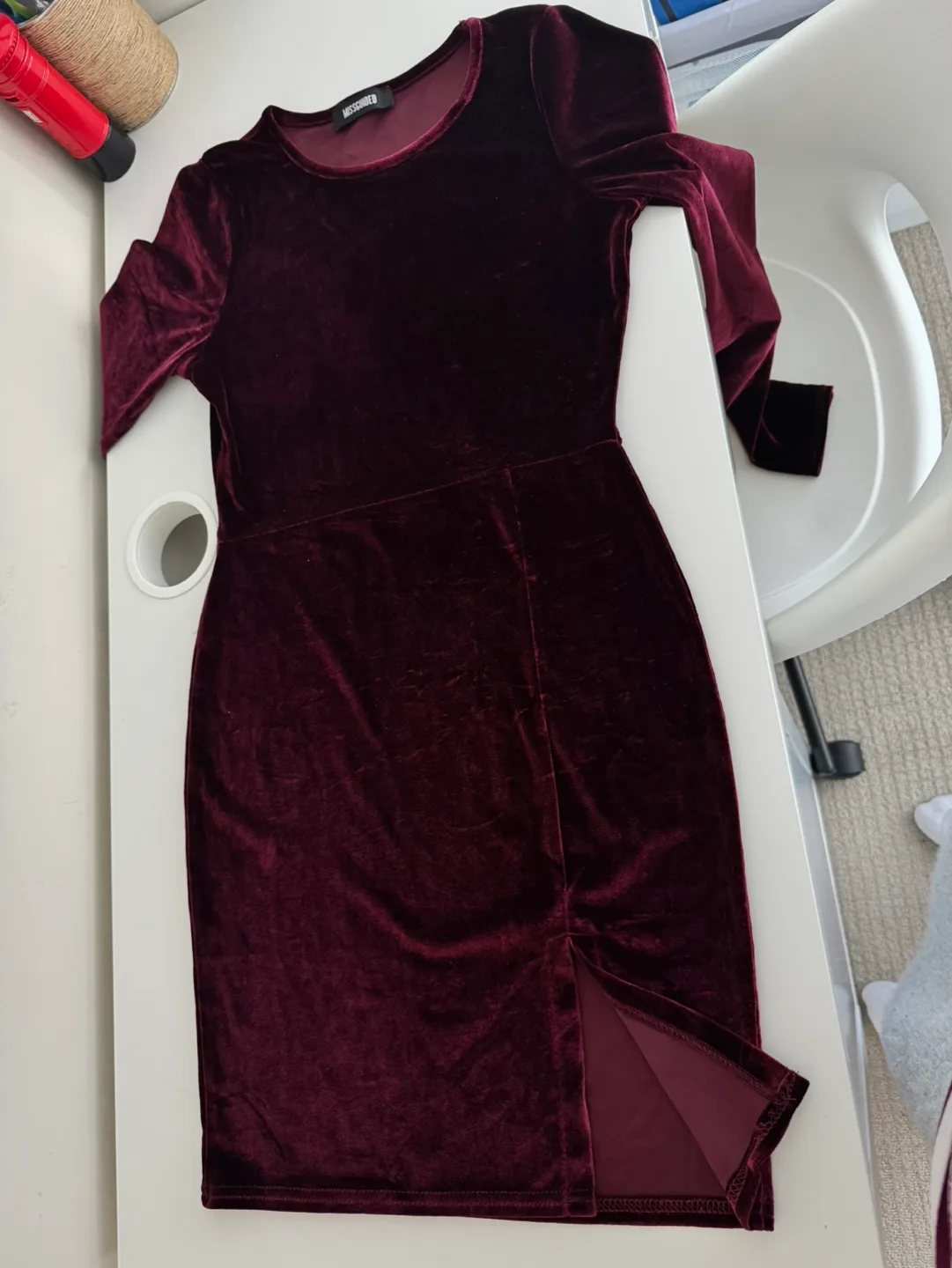 Burgundy Velvet Dress thumbnail