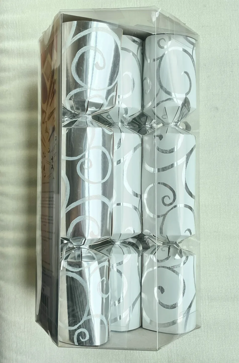 LARGE SILVER HOLIDAY CRACKERS - 6 PACK - HANUKKAH CHRISTMAS image indicator(2)