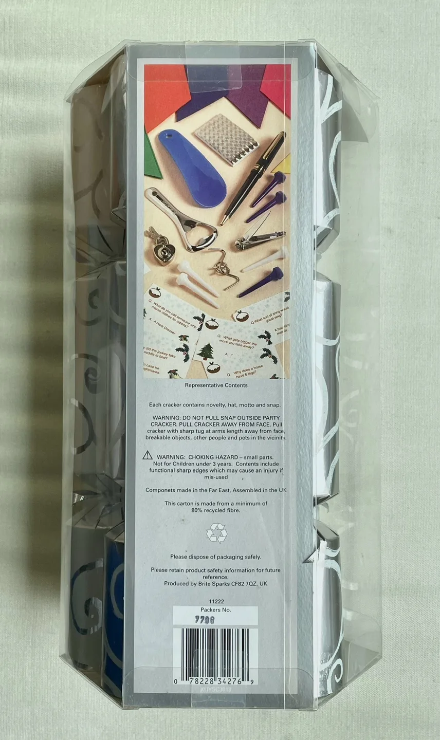 LARGE SILVER HOLIDAY CRACKERS - 6 PACK - HANUKKAH CHRISTMAS image indicator(3)