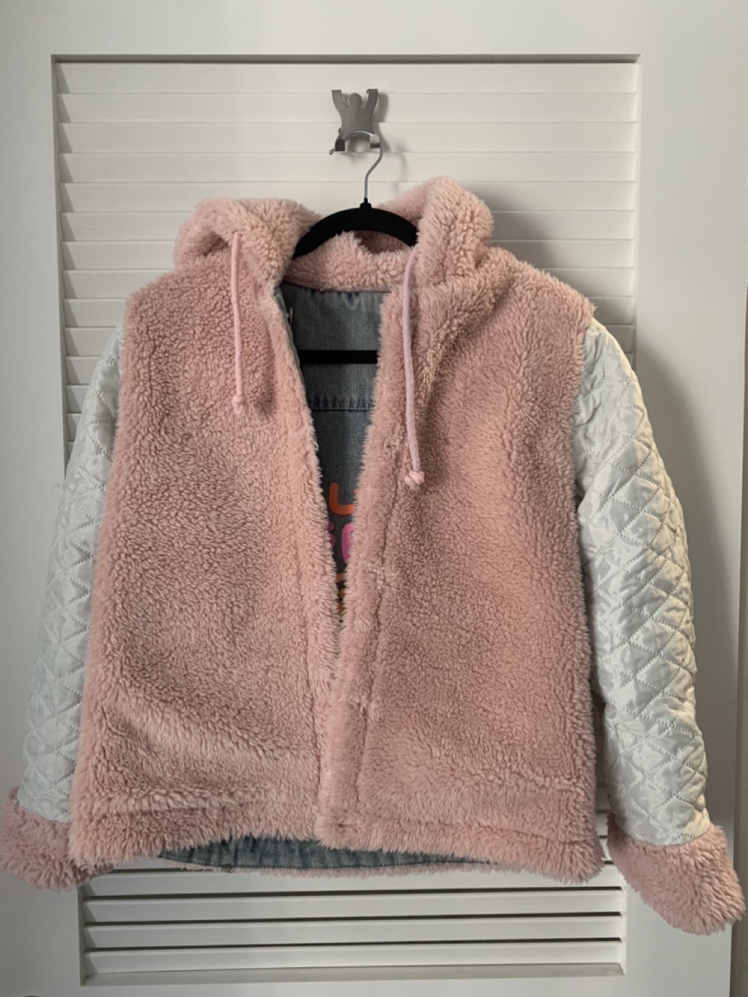 Double sided Denim / Pink & white hooded Jacket - photo 2