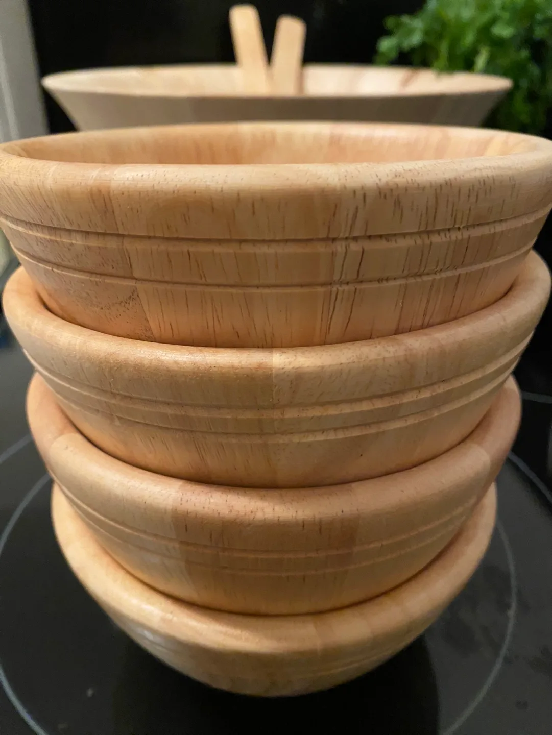 NEW Wood Salad Bowl Set with Serving Bowls & Utensils image indicator(4)