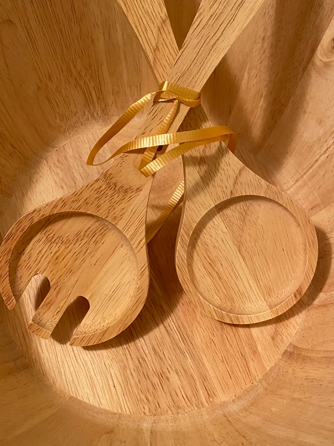 NEW Wood Salad Bowl Set with Serving Bowls & Utensils image indicator(5)