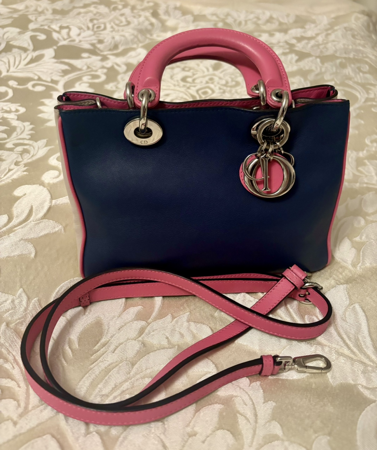 Dior tricolour mini Diorissimo bag blue - photo 2