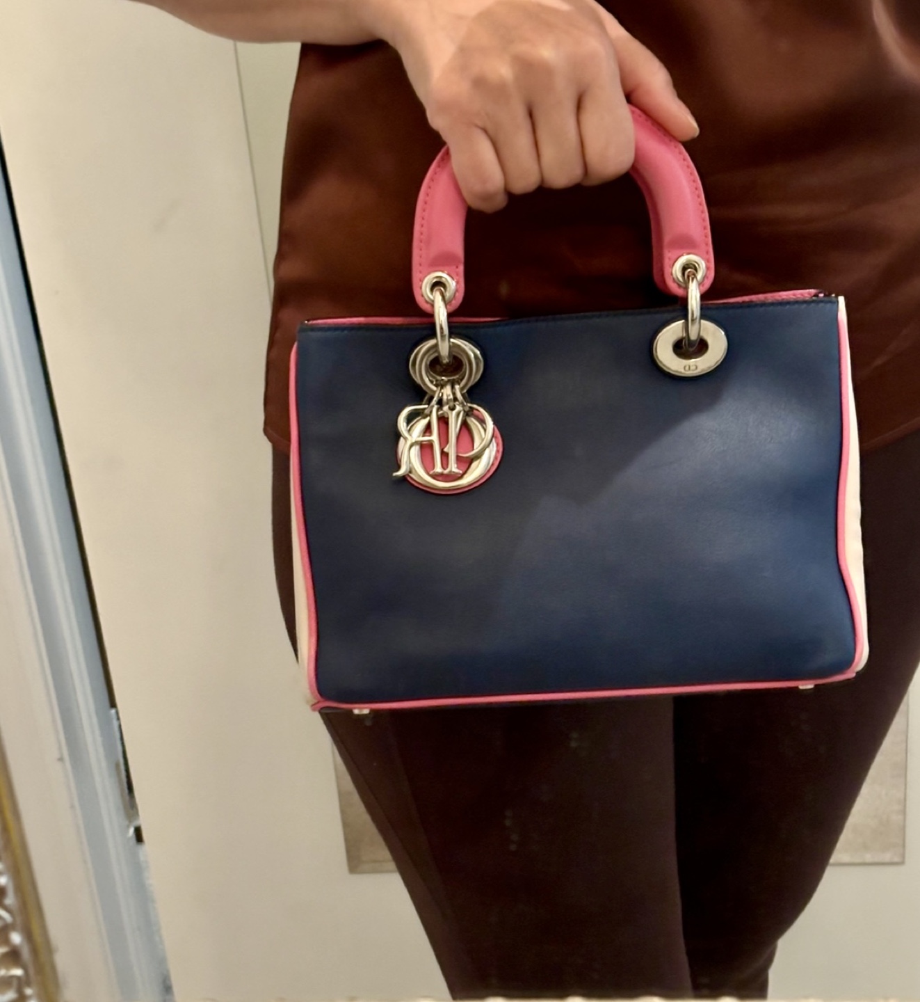 Dior tricolour mini Diorissimo bag blue