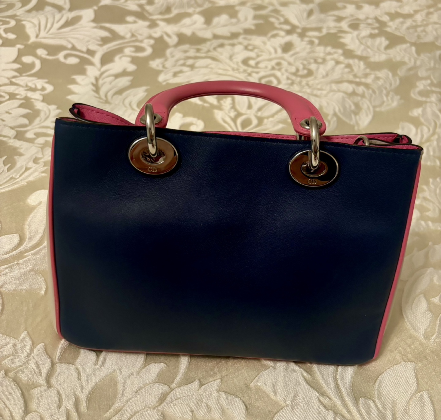 Dior tricolour mini Diorissimo bag blue - photo 4