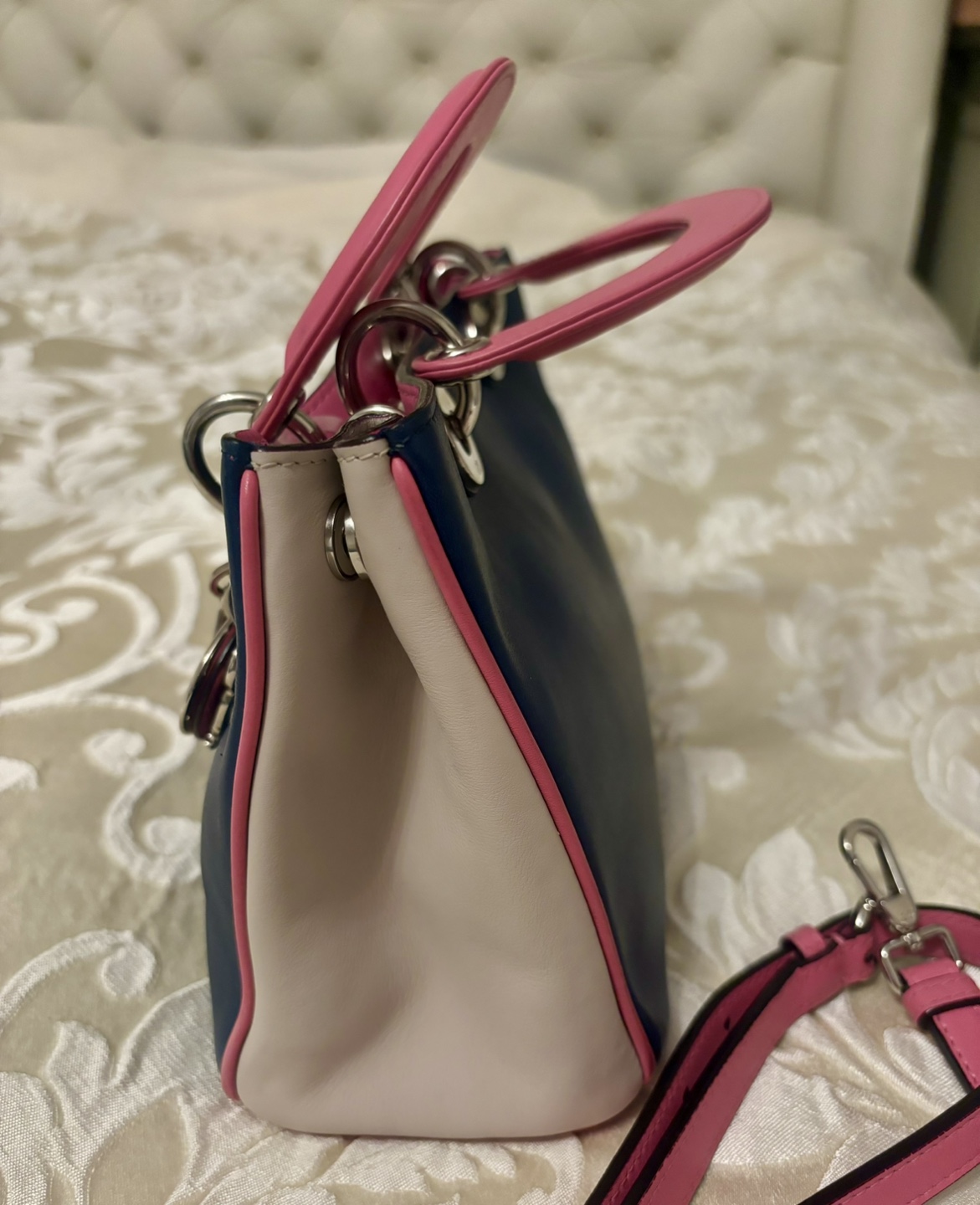 Dior tricolour mini Diorissimo bag blue - photo 3