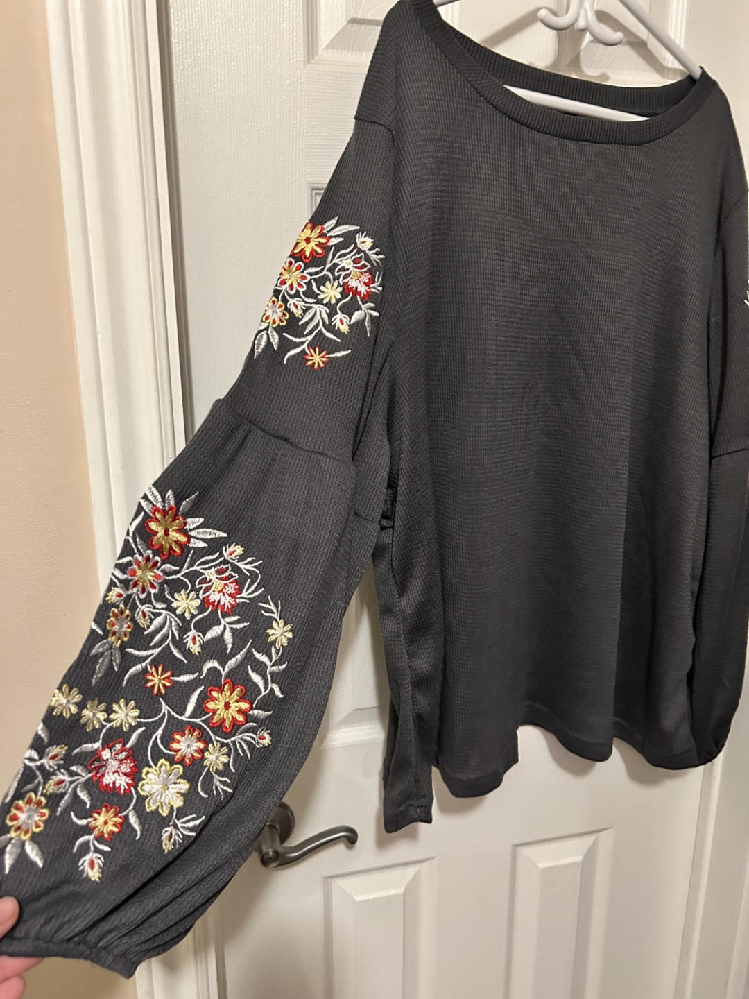 Bloomchic Floral Embroidered Waffle Knit Top - photo 3