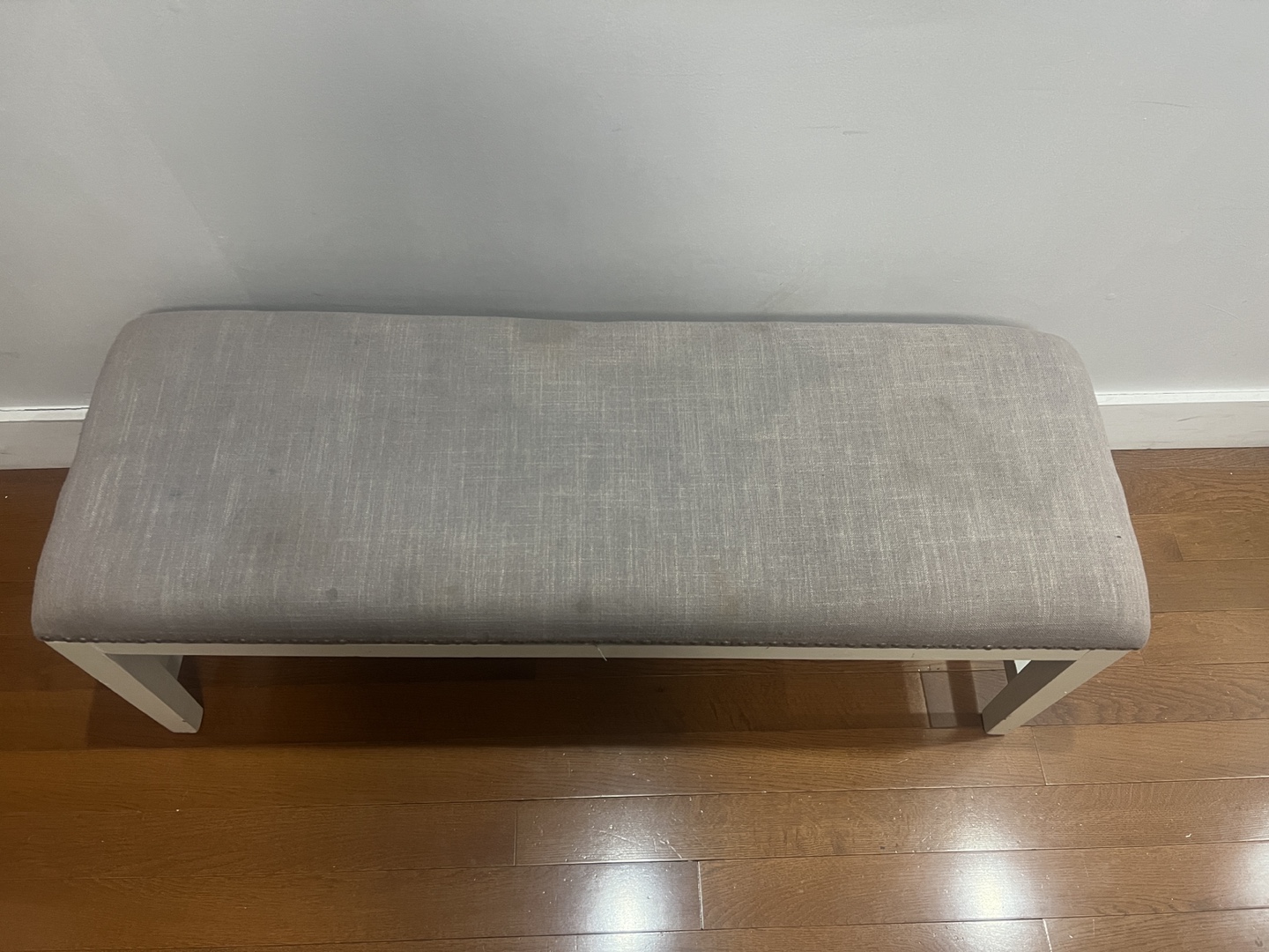 White Bench with Gray Upholstery - photo 2