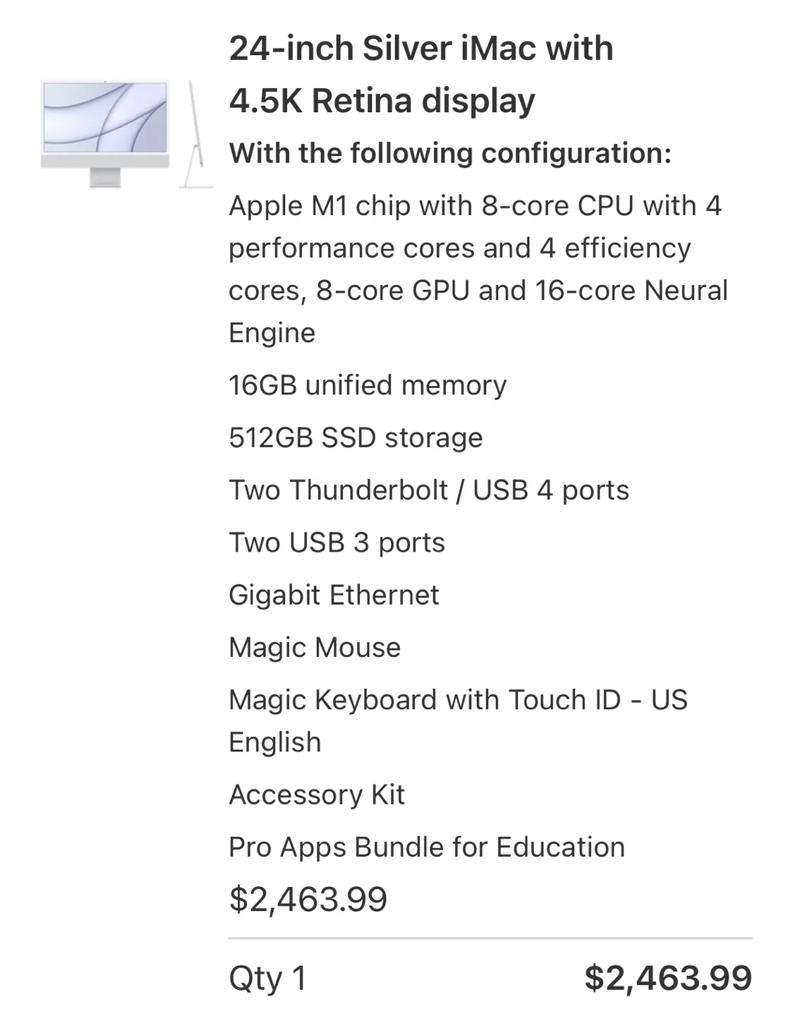 24" Silver iMac with 4.5K Retina Display – Like New! 💻 image indicator(2)