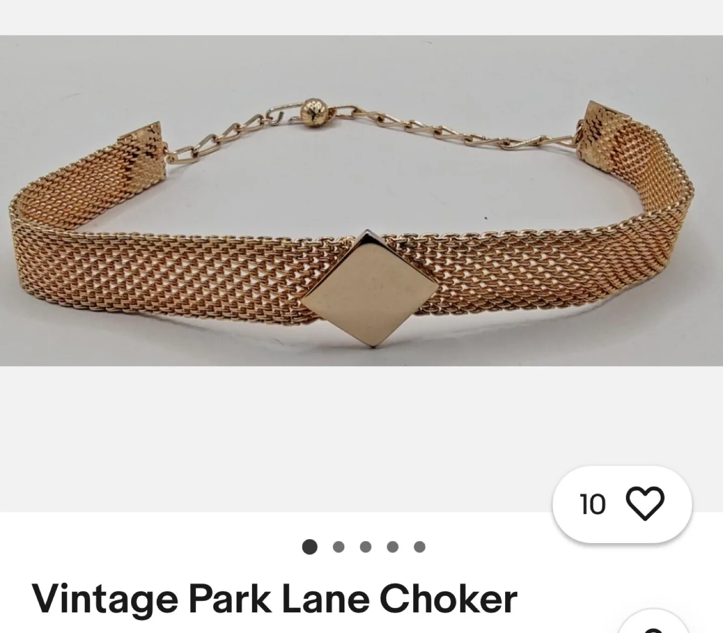 Vintage 1990’s Park Lane Gold Tone Mesh Choker image indicator(4)