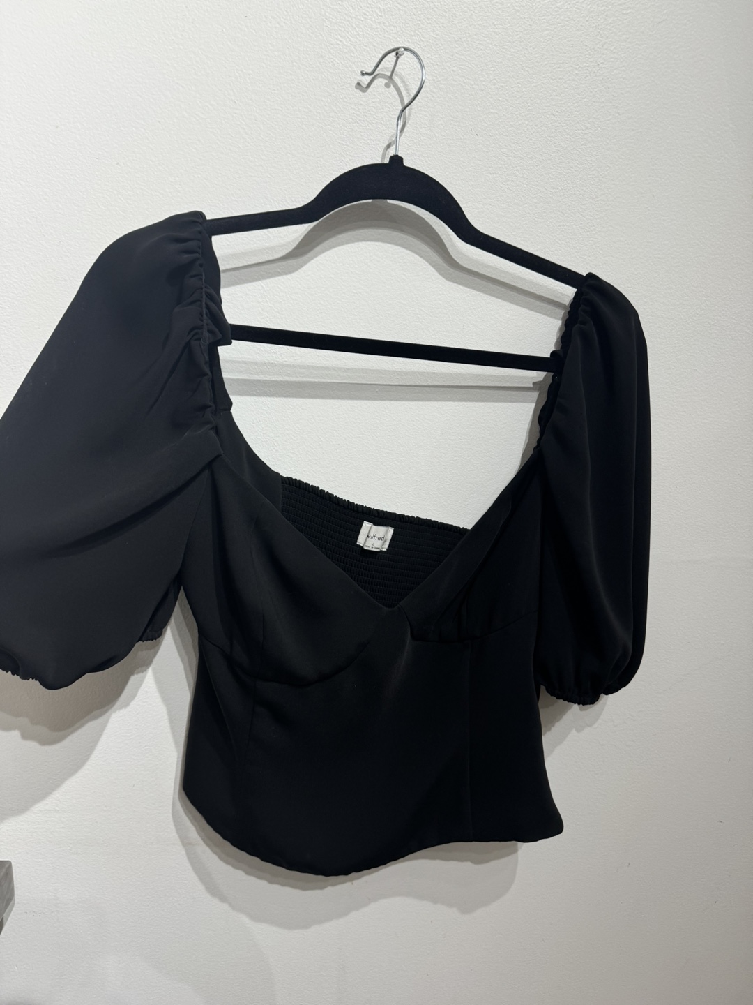 Aritzia Novella Blouse - Black Puff Sleeve Top - L - photo 5