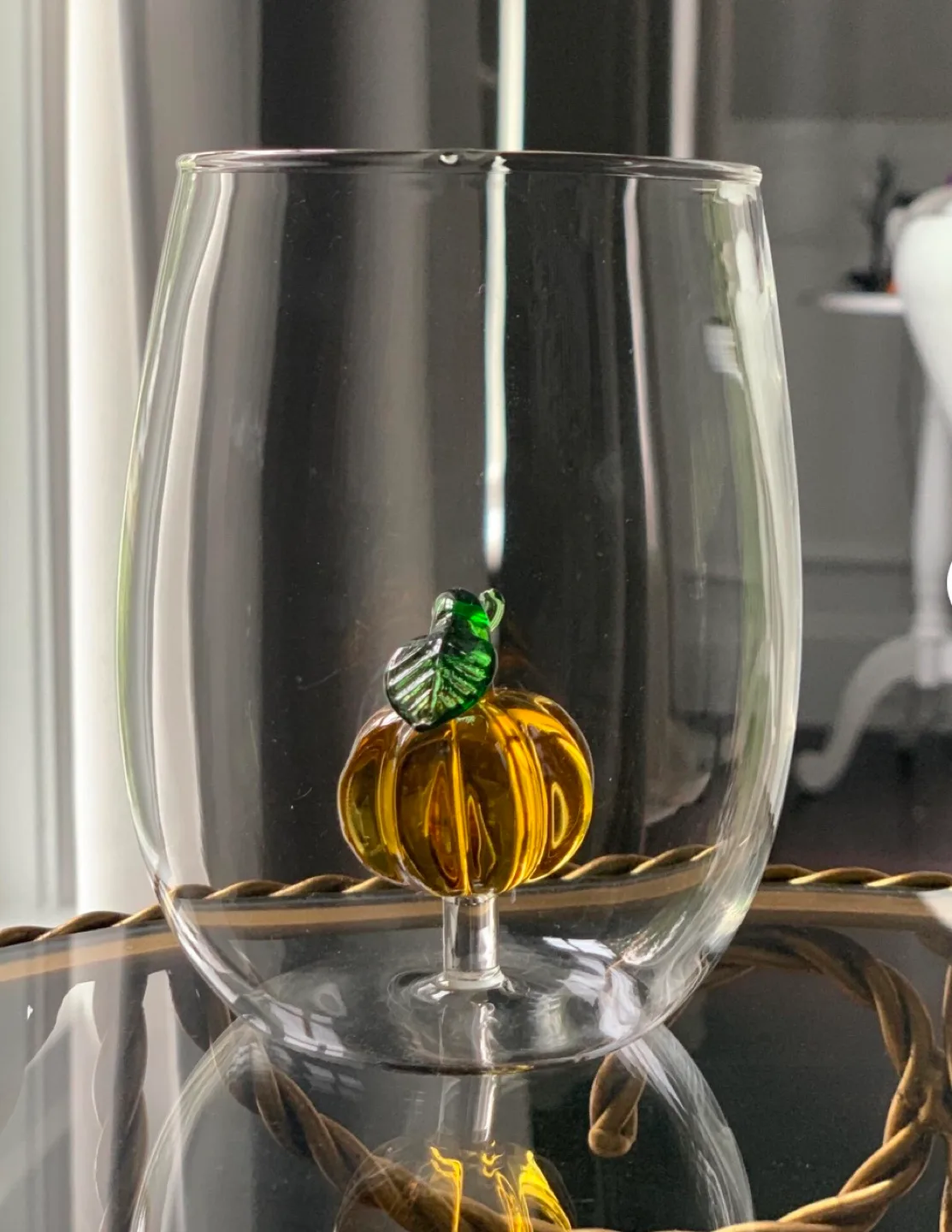 Stemless Wine Glass - Fall Pumpkin #freecycle thumbnail