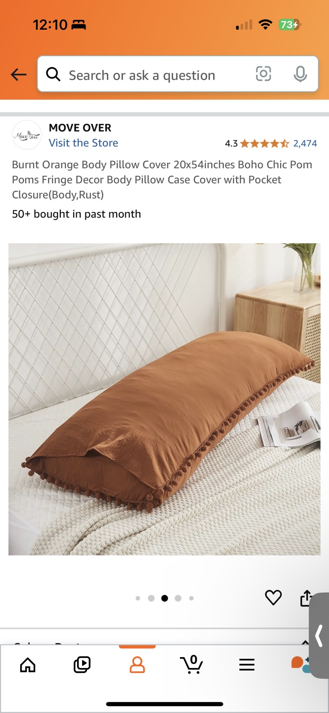 Burnt Orange Body Pillow Cover 20x54 - photo 4