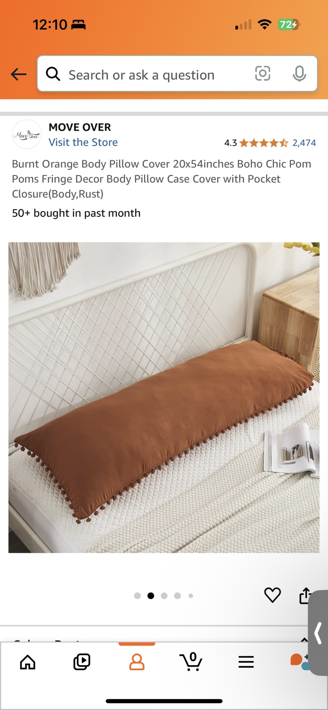 Burnt Orange Body Pillow Cover 20x54 - photo 5