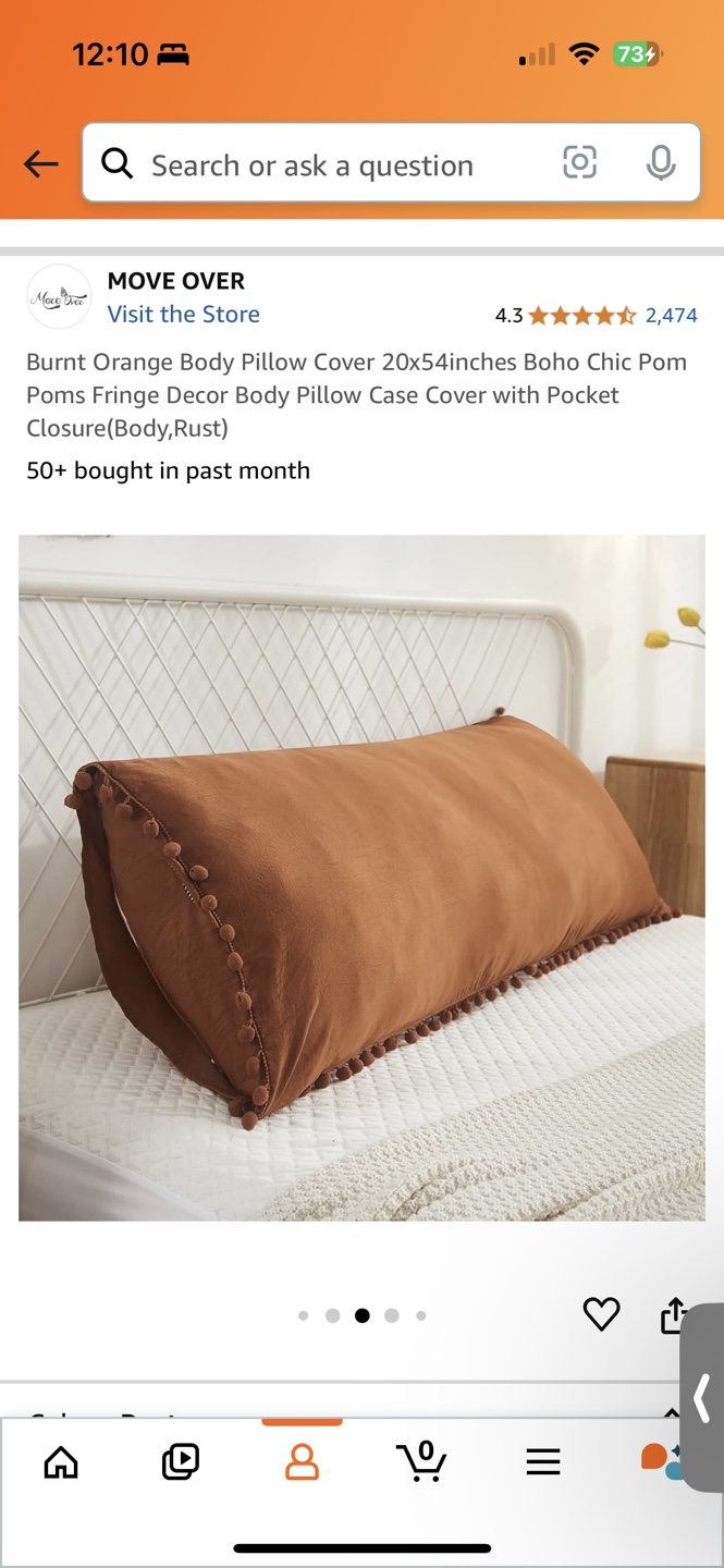 Burnt Orange Body Pillow Cover 20x54 - photo 3