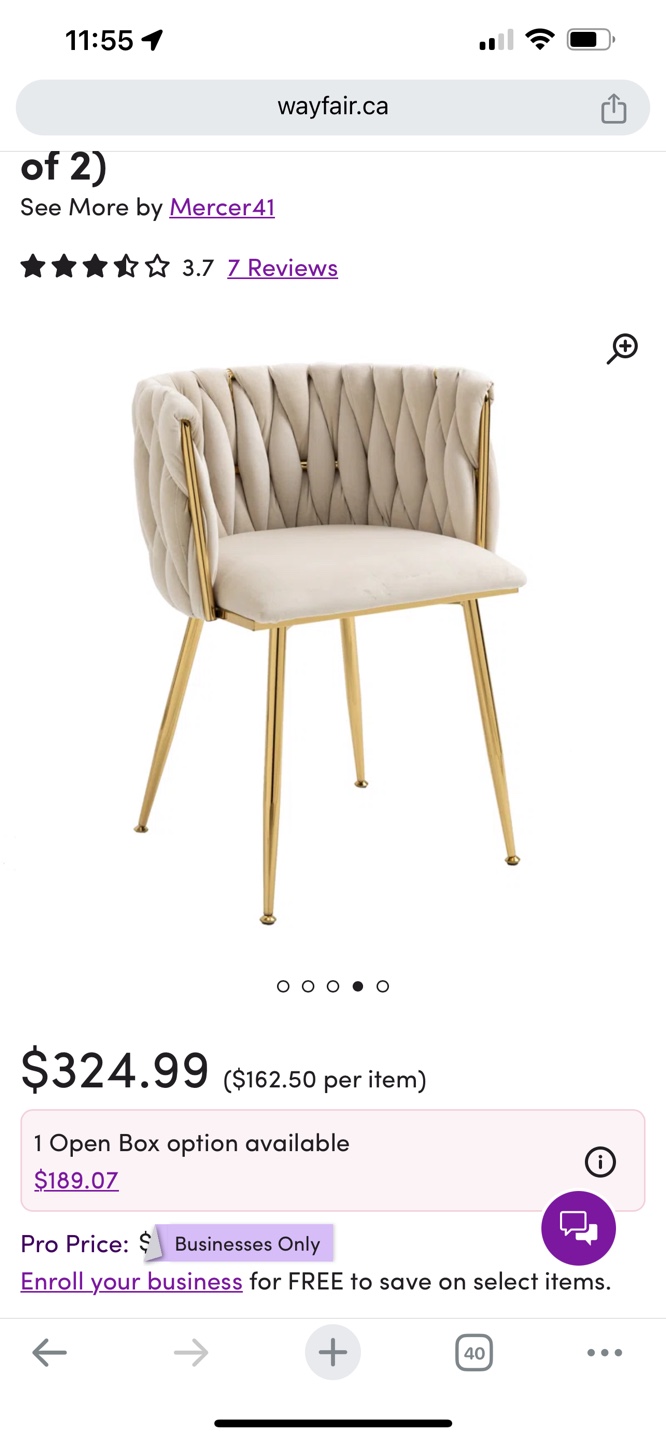 Set of 2 Upholstered Dining Chairs