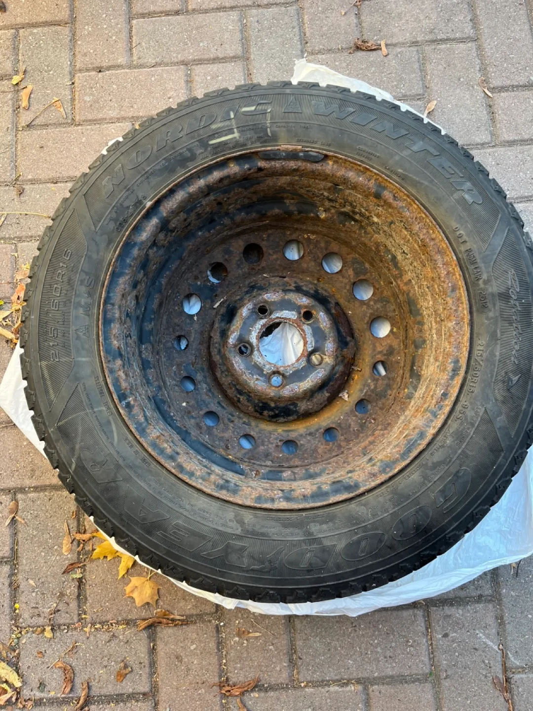 Goodyear 215/60R16 winter tire set of four on steel rims image indicator(4)