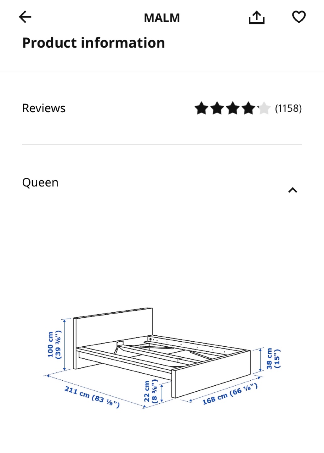 IKEA MALM Queen Bed Frame with Headboard and Storages - photo 5