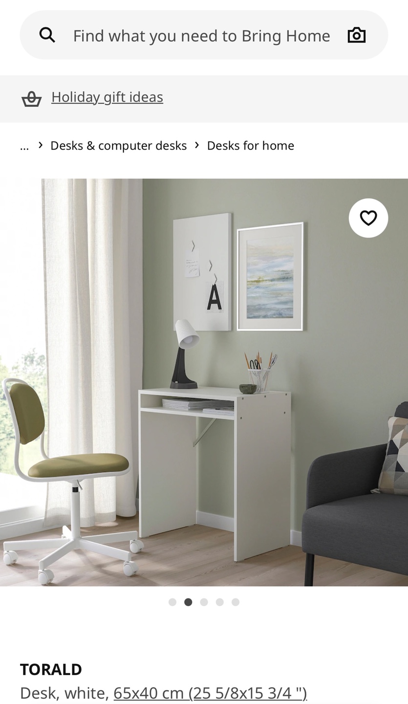 TORALD White Desk with chair