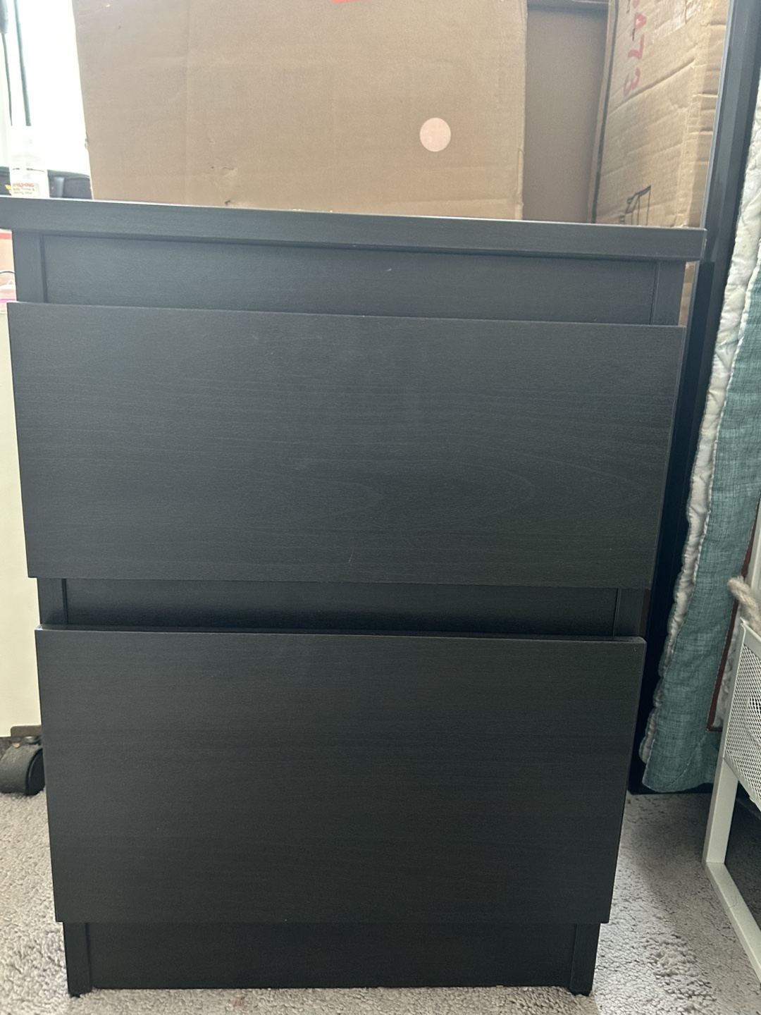 Black Two-Drawer Nightstand