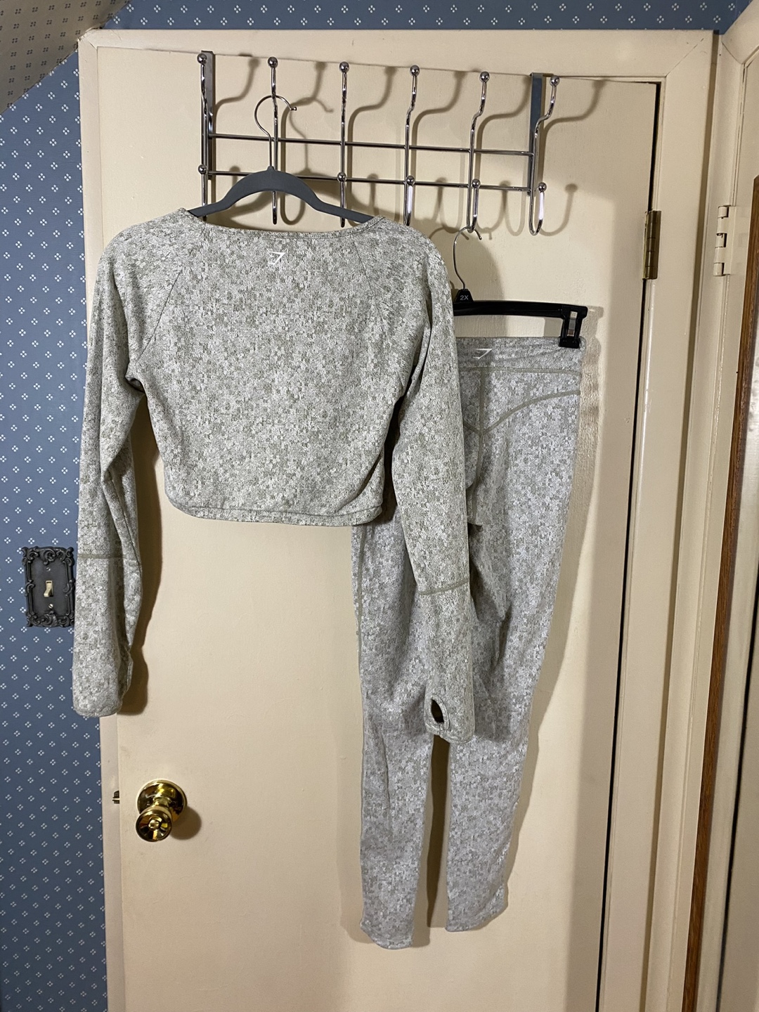 Grey and White  Workout Set with Thumb Holes