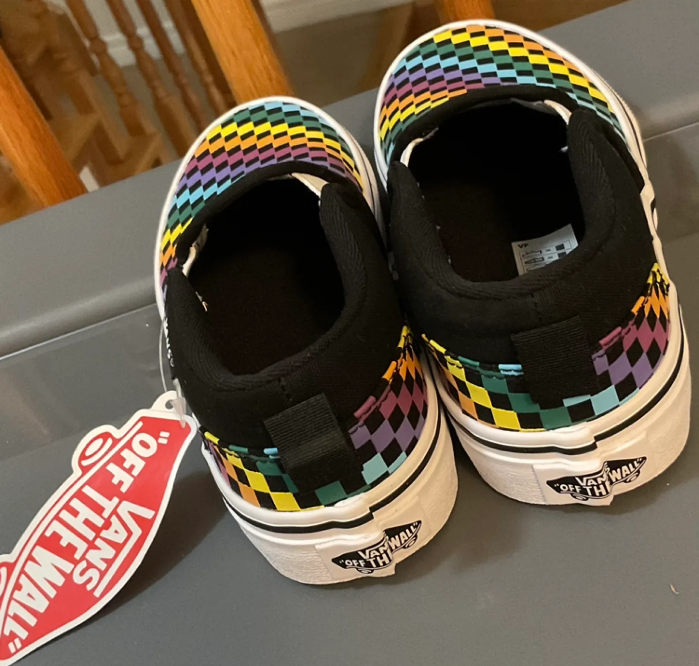 Checkerboard Multi-Coloured Vans Slip-on image indicator(2)
