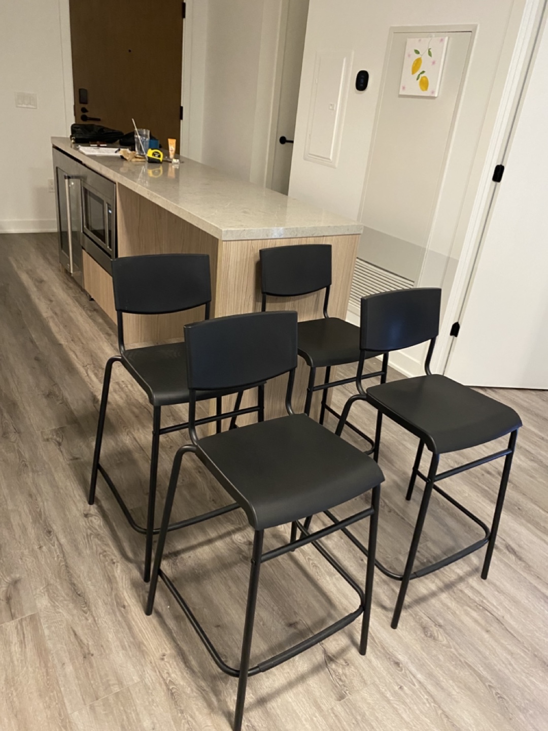 Set of 4 Black Bar Stools