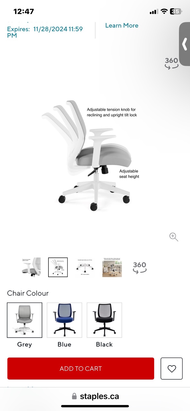 Staples Mesh Back Office Chair - Grey - photo 5