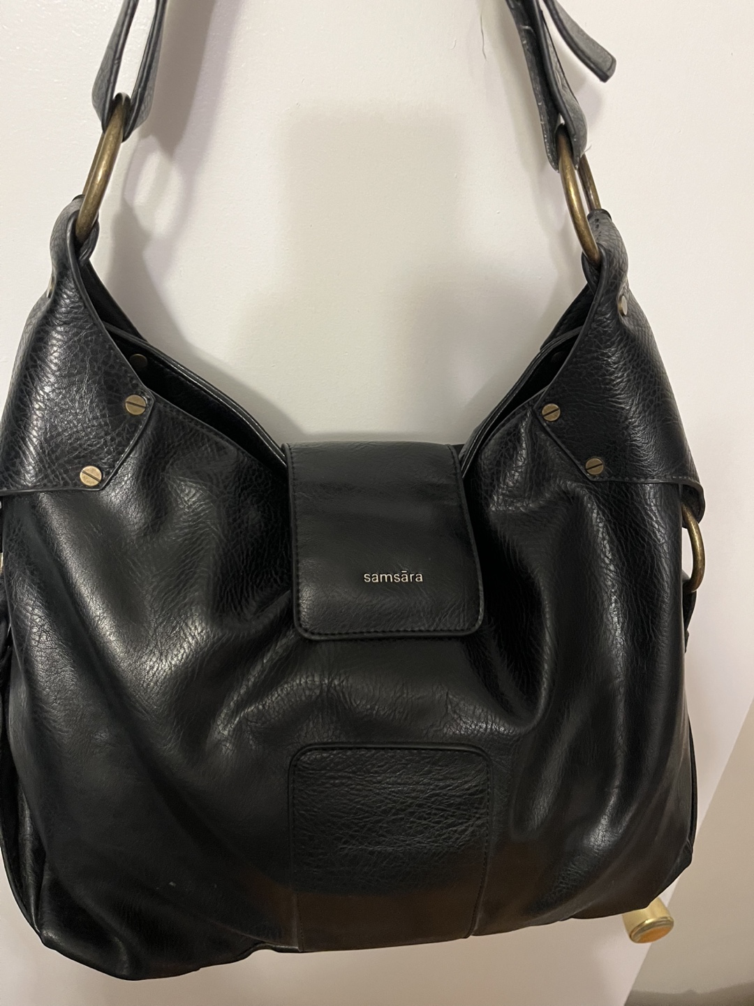 Samsara Black Vegan Leather Tote Bag