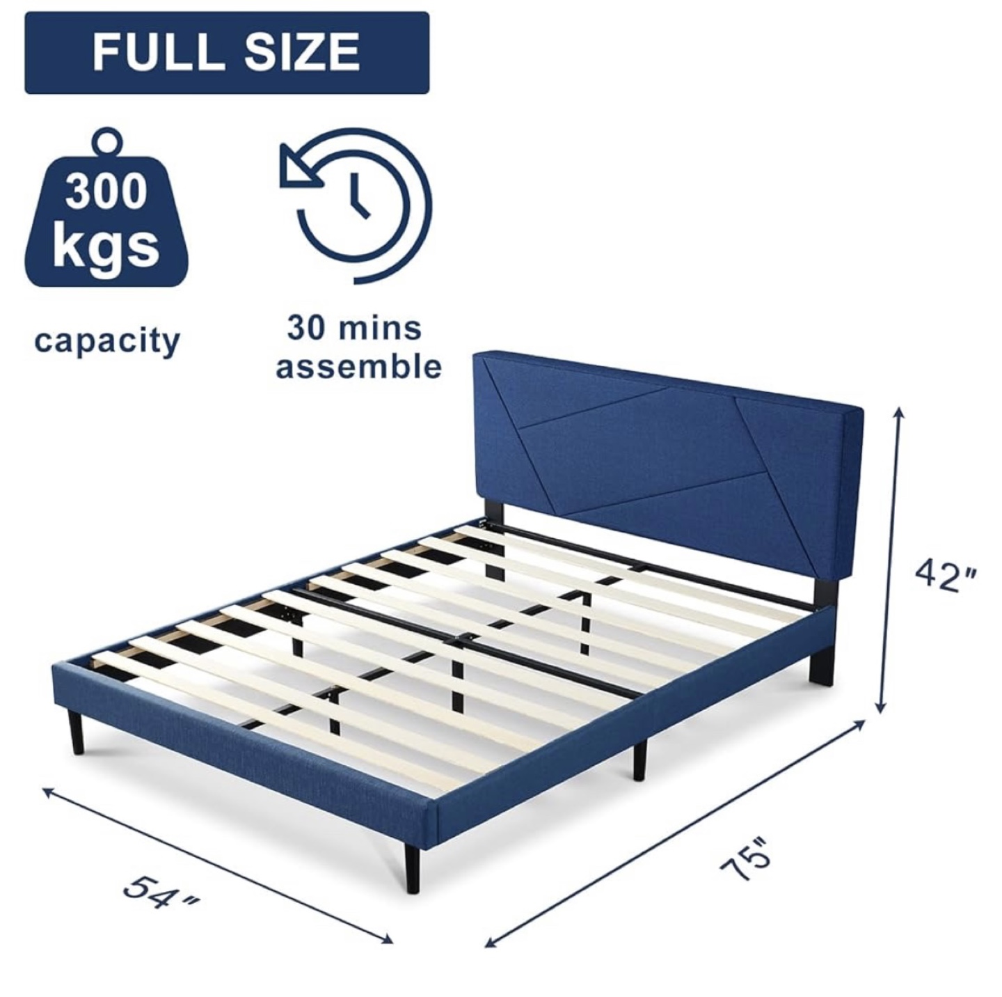 Full Size Upholstered Bed Frame with Headboard - photo 3