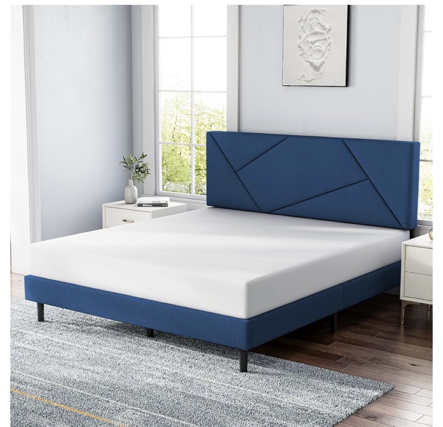 Full Size Upholstered Bed Frame with Headboard
