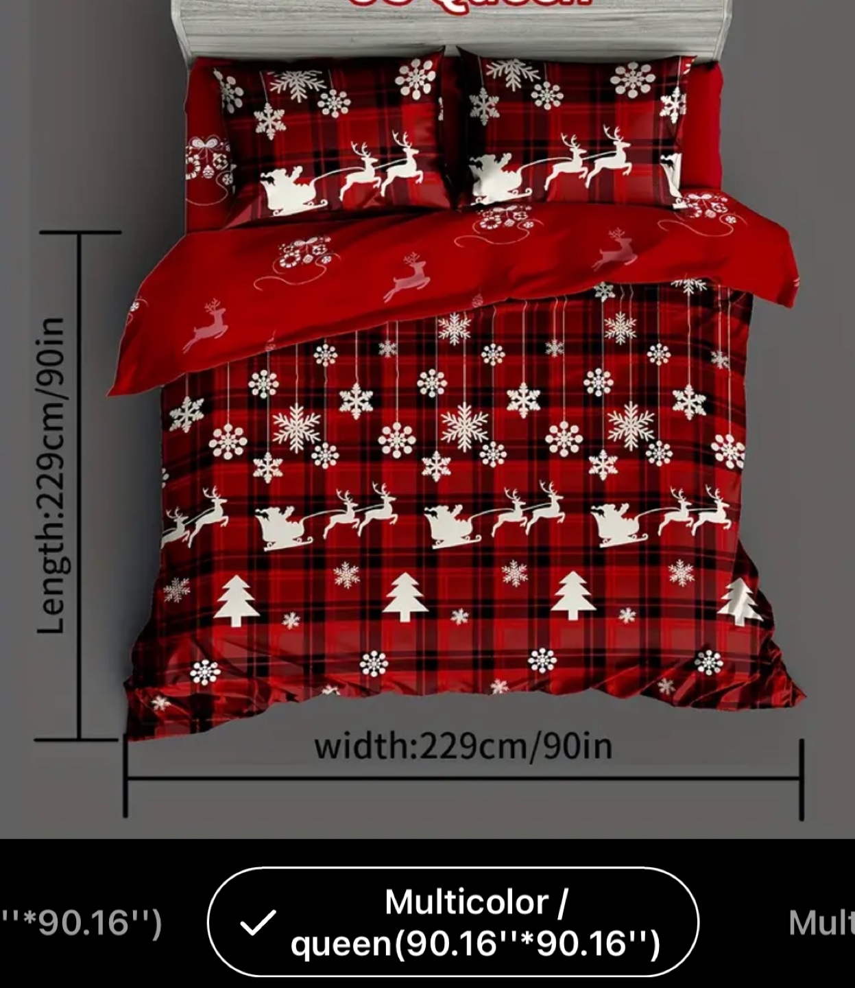 Christmas Duvet cover + 2 Shams (Queen 90x90)