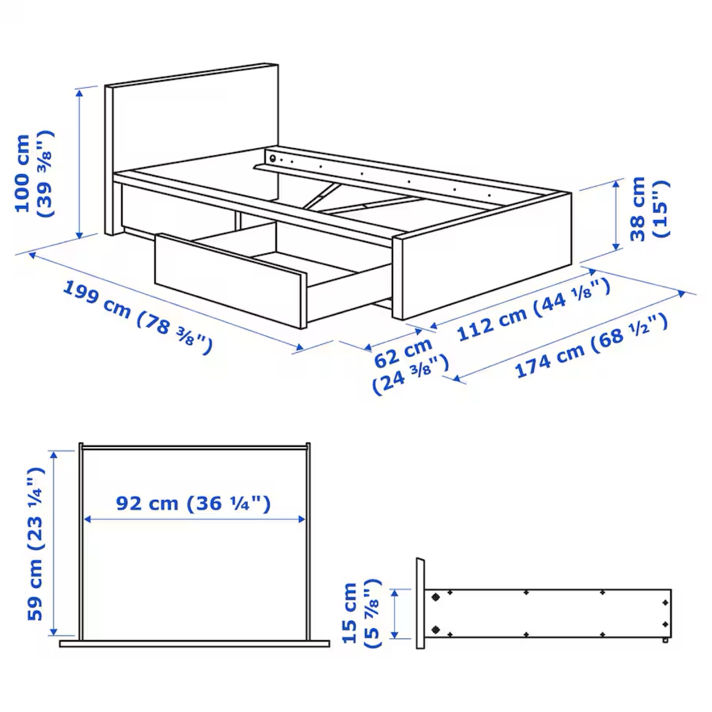 IKEA Malm  Single Bed Frame with Storage - photo 4
