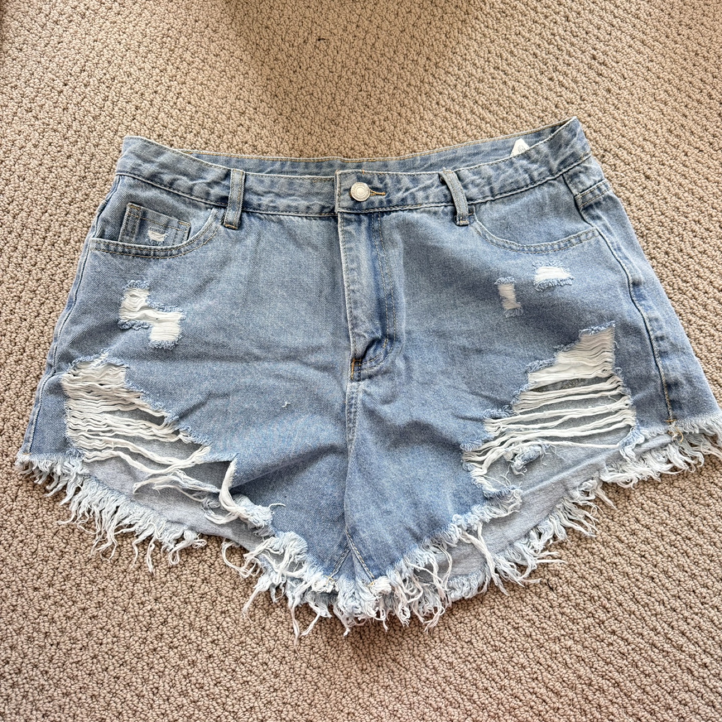 Large Distressed Denim Shorts