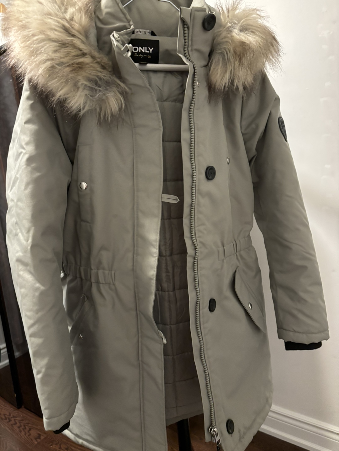 ONLY Women's Winter Parka with Faux Fur Hood