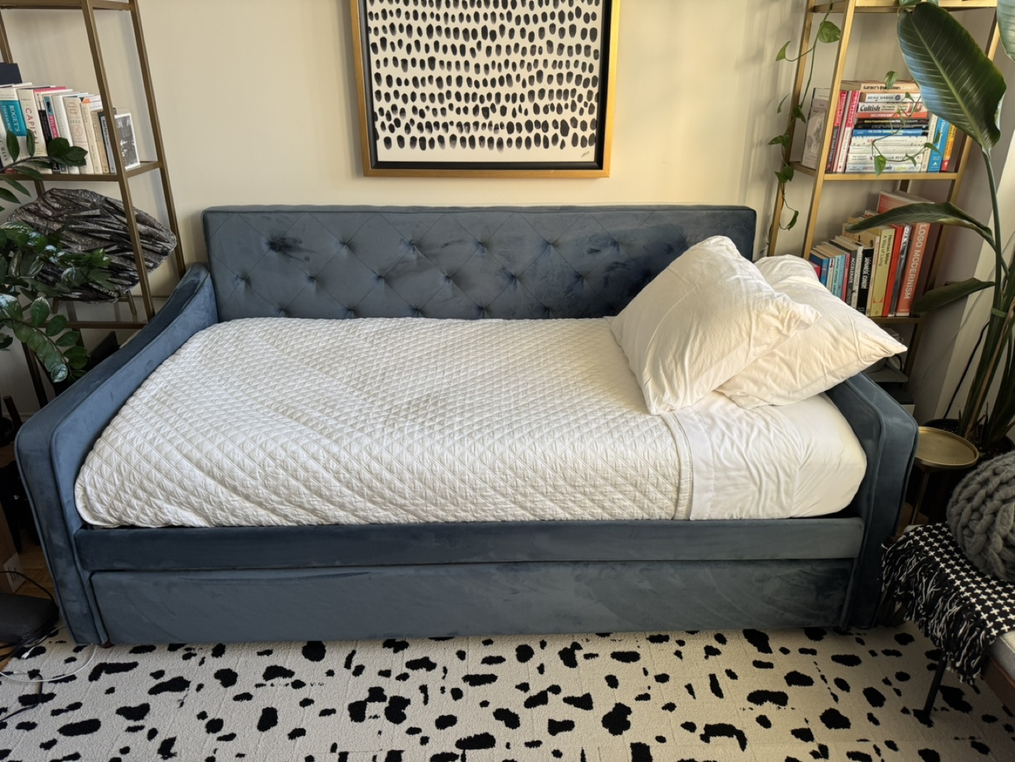 Velvet Tufted Daybed with Trundle