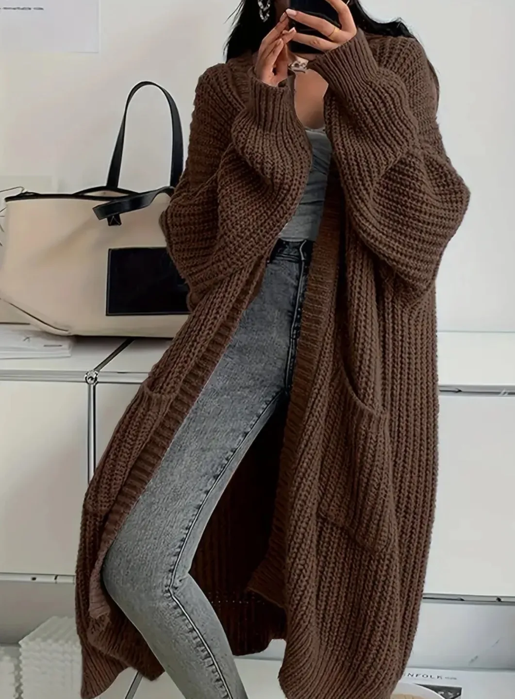 Brown Long Cardigan image indicator(4)