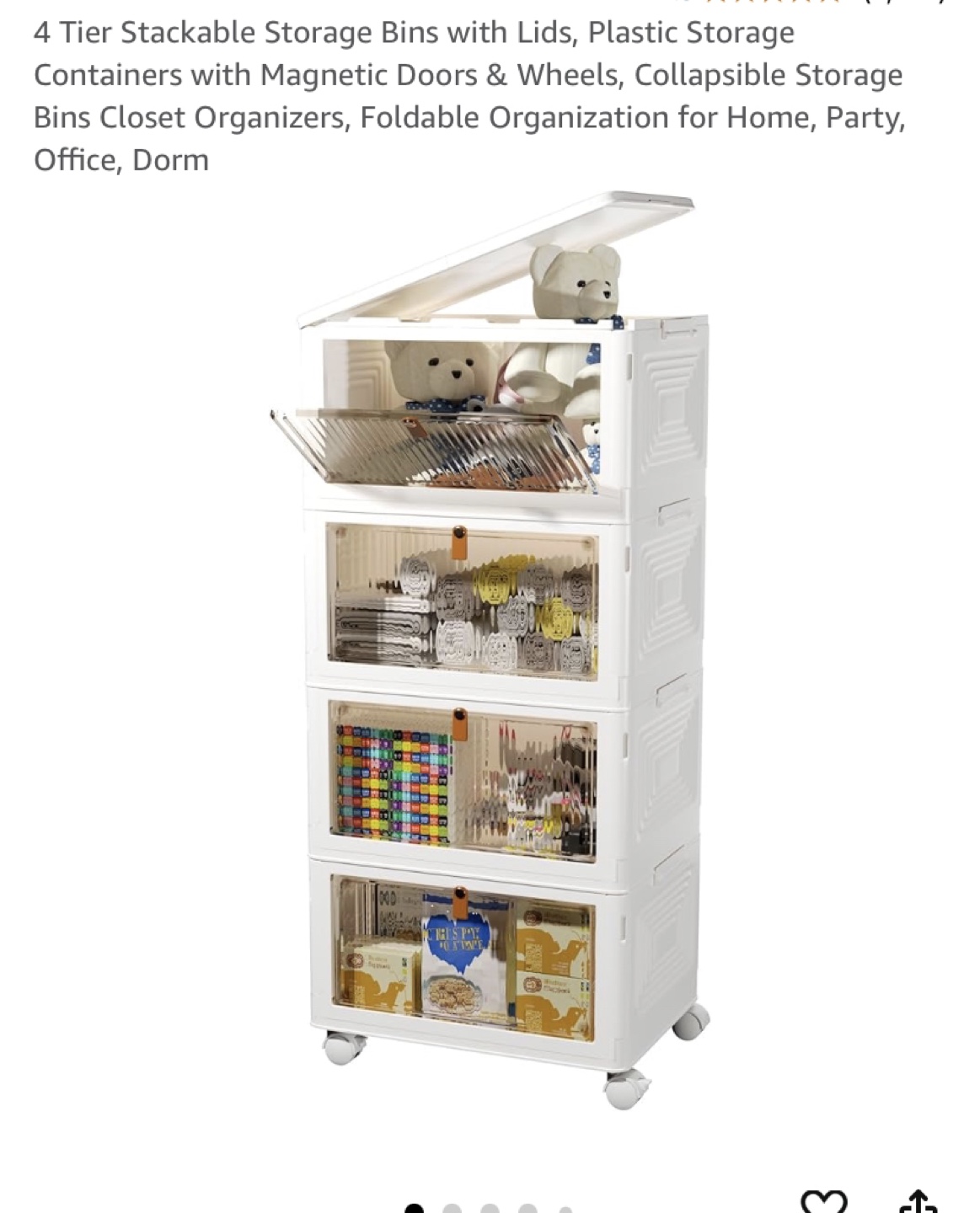 4 Tier Stackable Storage Bins with Lids