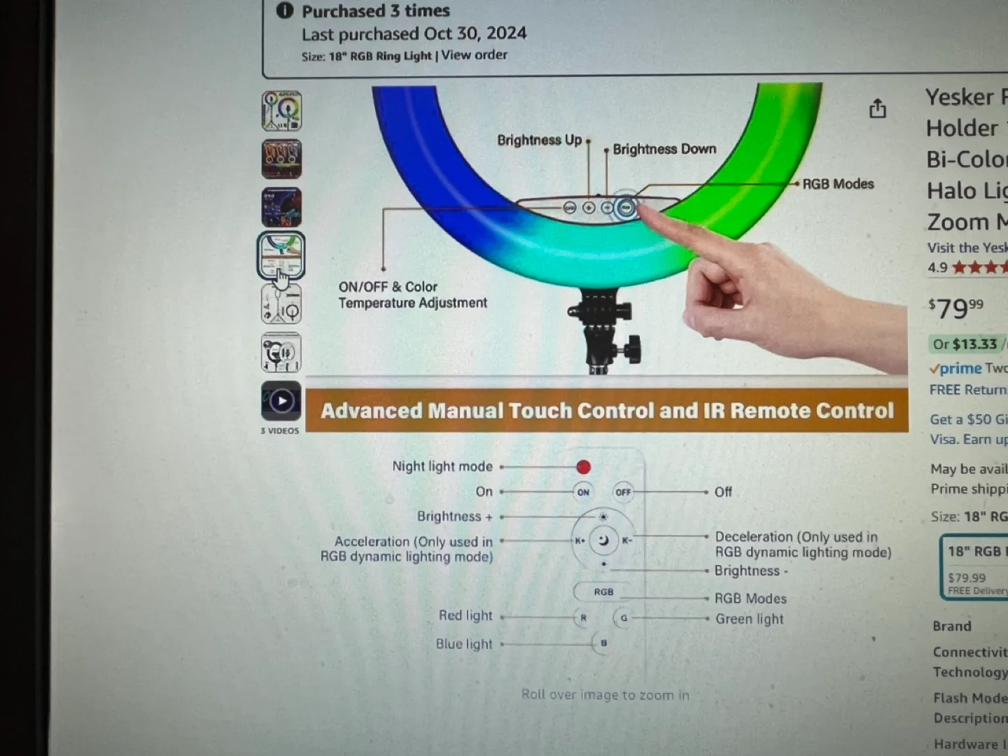 18 inch RGB Ring Light with Tripod Stand and Phone Holder image indicator(4)